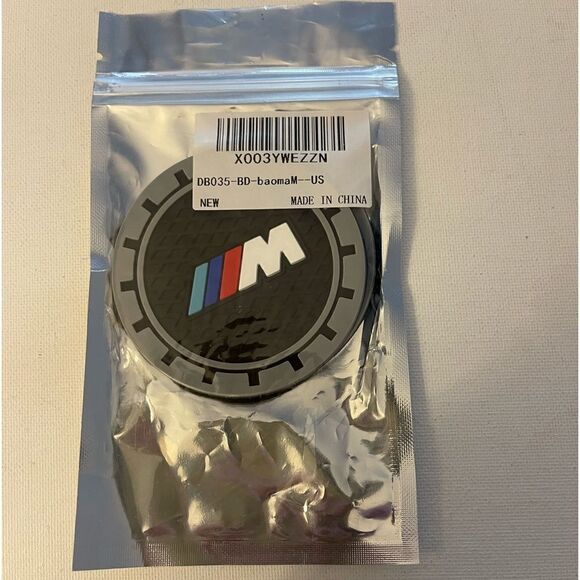BMW Motorsports car cup Coasters in black and gray with logo Set of 2 NWT - Picture 4 of 4